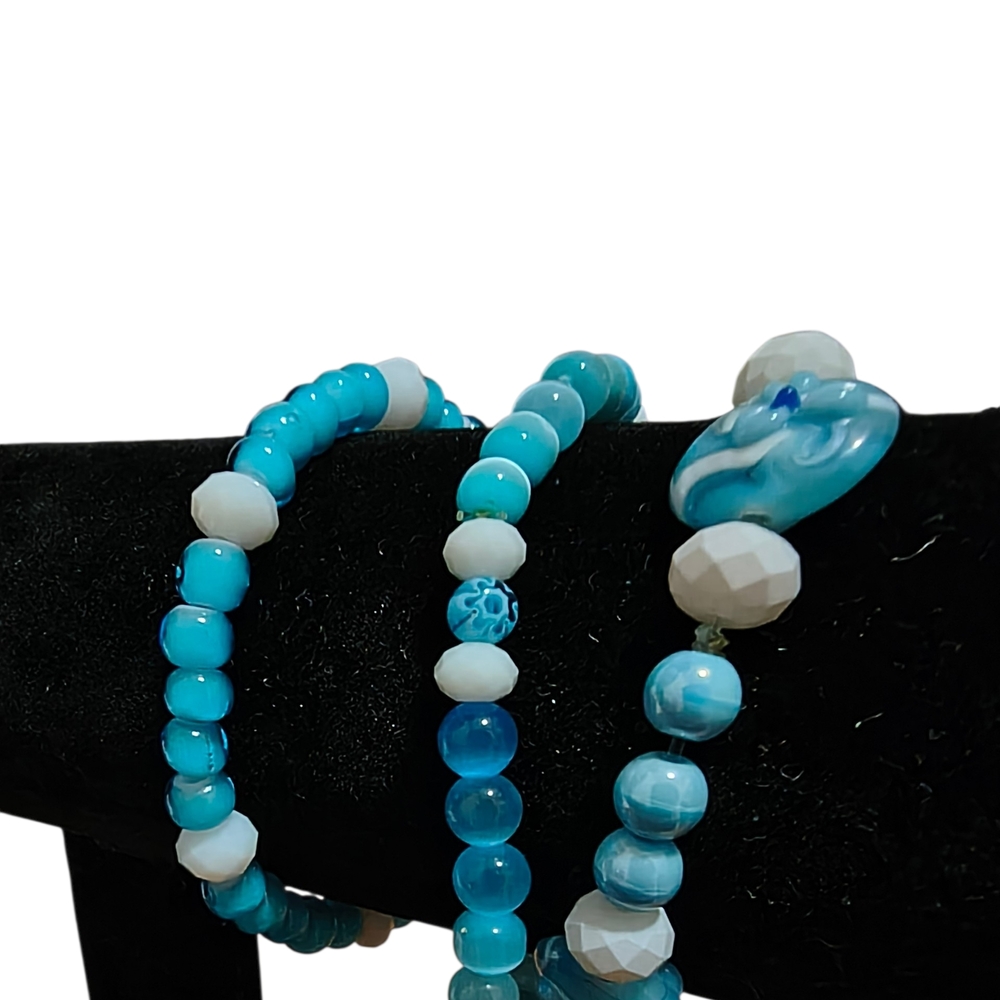 Hand Crafted Beaded Stretch Bracelet Set